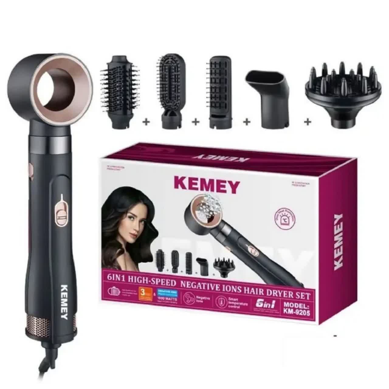 سشوار حرفه‌ای کیمی مدل KM-9205 با ۶ کارایی و باد سرد