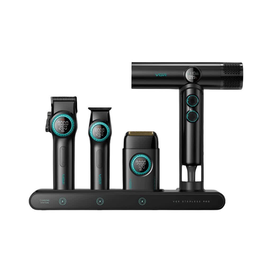 ست ماشین اصلاح حرفه‌ای VGR SUPER POWER Stepless Pro 4-in-1